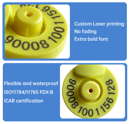 প্রাণী সনাক্তকরণের জন্য পশু ট্র্যাকিং ইলেক্টনিক ইয়ার ট্যাগ 134.2khz Rfid