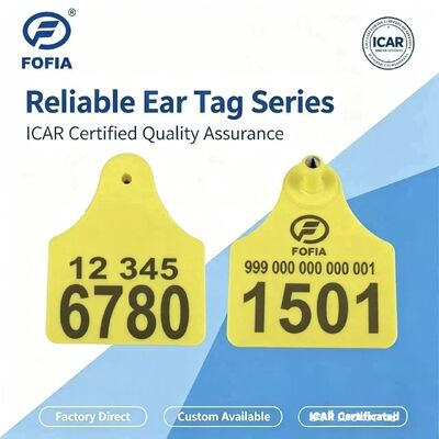 ICAR T904+T905 কম্বিনেশন অ্যানিমেল ইয়ার ট্যাগ নতুন উচ্চ মানের আরএফআইডি প্লাস্টিক টিপিইউ ৭০*৫৭মিমি লেজার কোডিং ৩ বছরের ওয়ারেন্টি অ্যানিমেল ট্র্যাকিং