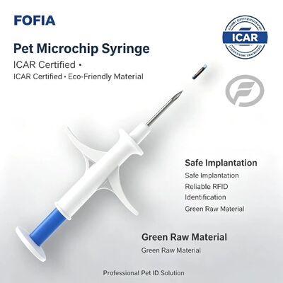 FOFIA ZS007 ICAR সার্টিফাইড 134.2kHz RFID পশু মাইক্রোচিপ FDX/EM4305 IP67 জলরোধী হোয়াইট পিপি 1.4x8mm কুকুর বিড়াল খরগোশ গবাদি পশু নতুন