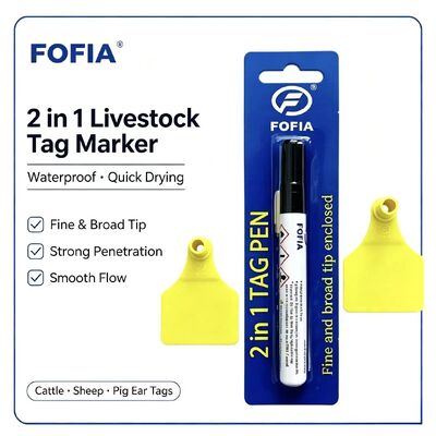 FOFIA New Plastic Cow & Pig Livestock Identification Marker Waterproof Animal Ear Tags with Mark Pen Black Ink 1 Year Warranty