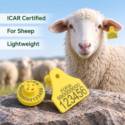 FULL ICAR Certified 134.2KHz FDX-B RFID TPU Material Yellow Sheep Cattle Ear Tag New Livestock Tracking ET957+T967 Fofia 5 Year