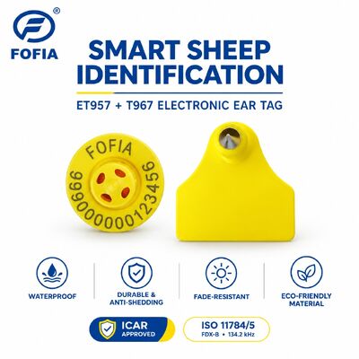 ICAR Certificated Fofia ET957 T967 RFID Electronic Animal Tracking Ear Tag TPU Laser Coded Goat Sheep Farm