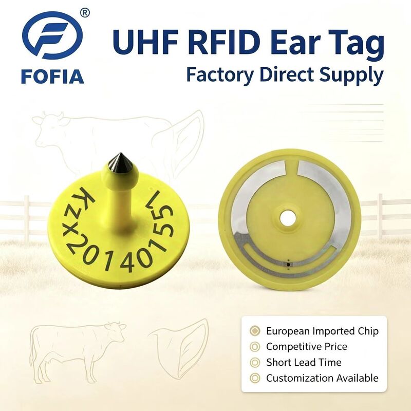 Fofia ICAR ET926 জলরোধী RFID টিপিইউ পশু কানের ট্যাগ FDX-B 134.2Khz EM4305 চিপস গবাদি পশু গবাদি পশু শূকর ভেড়া