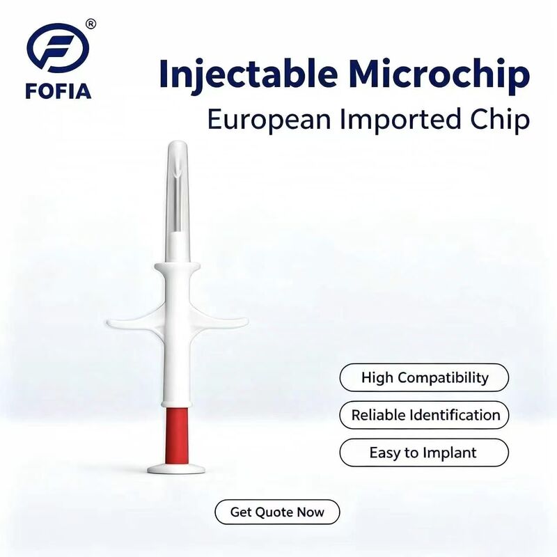 আইসিএআর প্রত্যয়িত FOFIA RFID 134.2kHz পশু মাইক্রোচিপ FDX/EM4305 চিপ আইপি 67 জলরোধী পোষা প্রাণীর জন্য ইনজেকশন প্লাস্টিক