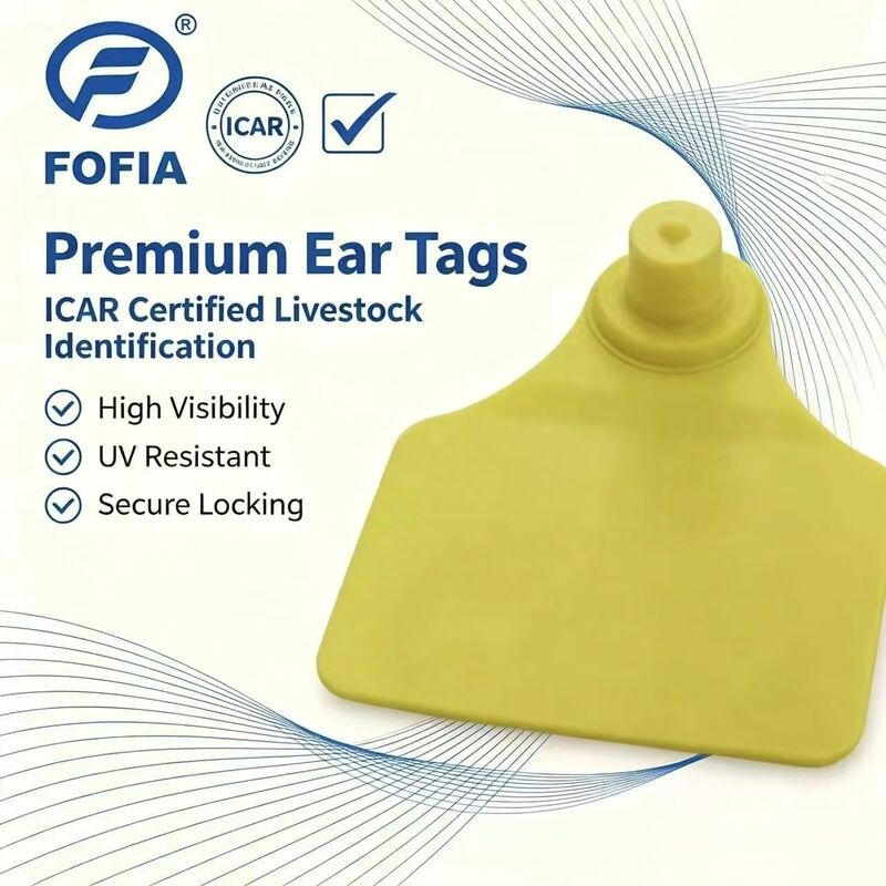 ICAR Fofia T904 পশুর কানের ট্যাগ চিপ নতুন উচ্চ মানের RFID TPU লেজার কোডিং 3 বছরের ওয়ারেন্টি খামার-ব্যবহারের গবাদি পশু ভেড়া ট্র্যাকিং 0.01g
