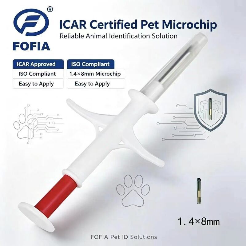 FOFIA নতুন আরএফআইডি 134.2kHz পশু মাইক্রোচিপ FDX/EM4305 IP67 জলরোধী গবাদি পশু/শূকর/ভেড়া গবাদি পশু পোষা ইনজেকশন পিপি