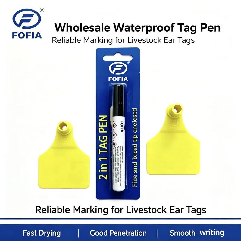 FOFIA New Plastic Livestock Identification Marker Waterproof Animal Ear Tags with Mark Pen and Black Ink 1 Year Warranty