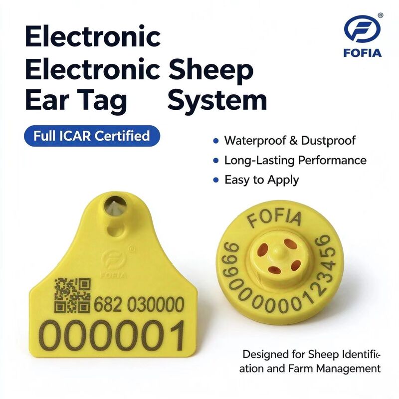 FULL ICAR Certified 134.2KHz FDX-B RFID TPU Material Yellow Sheep Cattle Ear Tag New Livestock Tracking ET957+T967 Fofia 5 Year