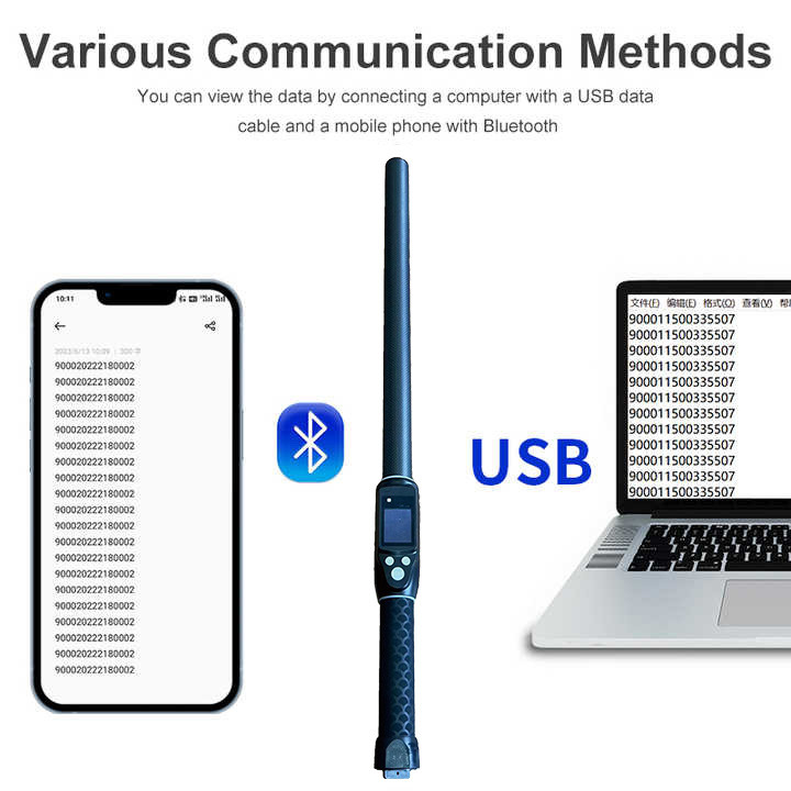 ISO11784/5 আরএফআইডি হ্যান্ডহেল্ড 134.2khz লং রেঞ্জ উফ আরএফআইডি রিডার গবাদি পশু কানের ট্যাগ স্টিক রিডার